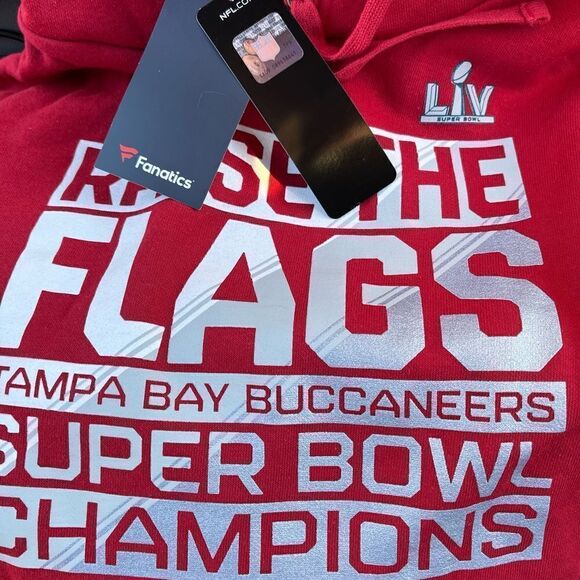 New Red TAMPA BAY BUCCANEERS SUPER BOWL LIV CHAMPIONS HOODIE Hooded Sweatshirt - Picture 2 of 2